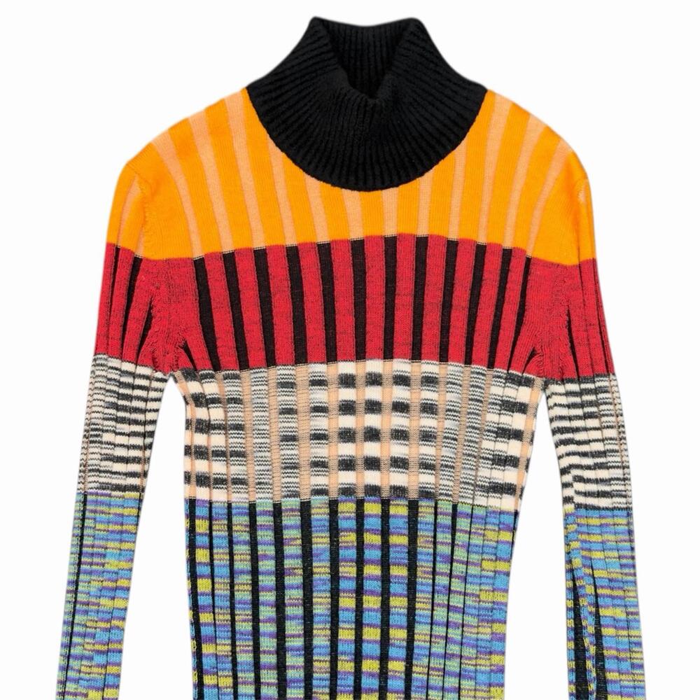 Missoni Made in Italy Wool Multicolor Turtleneck Sweater Dress Size 36 - Picture 6 of 9